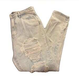 missguided blue ripped mom jeans